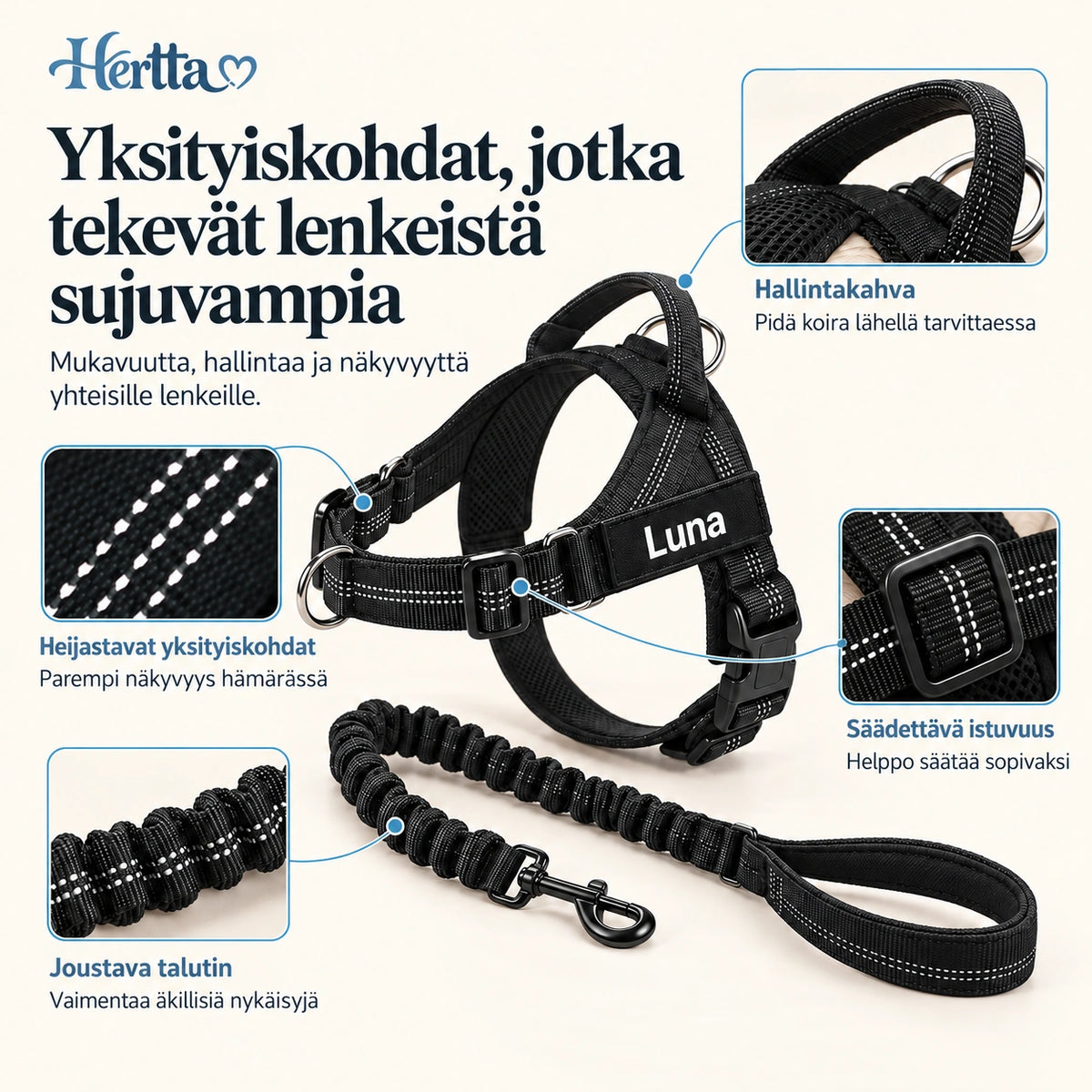 Heijastavat vedonestovaljaat koiralle